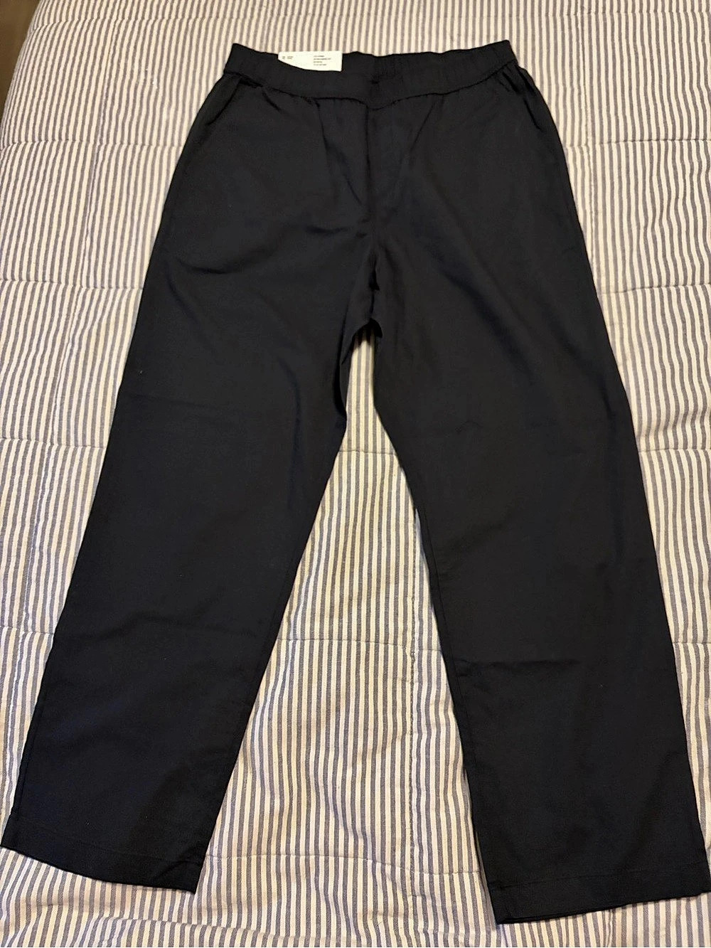 Uniqlo Women Cotton Relaxed Ankle Pants Black Size Medium